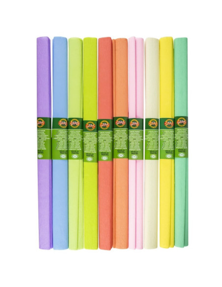Hartie creponata Koh-i-noor K9755-39, 50x200cm, diverse culori pastel, set 10 buc