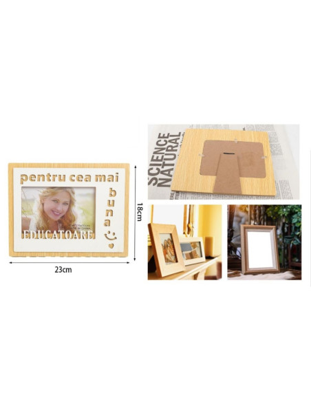 Rama foto, MDF, 10x15cm, No.R-23, mesaj "pentru cea mai buna Educatoare"