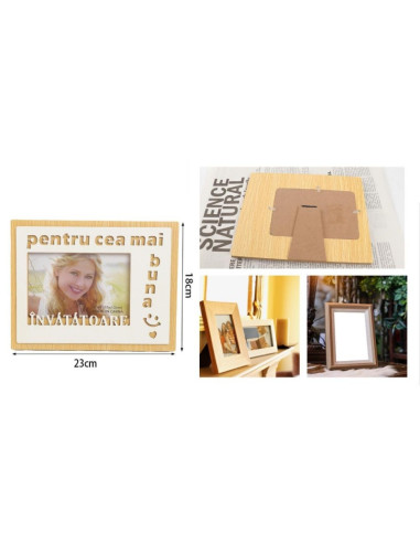 Rama foto, MDF, 10x15cm, No.R-22, mesaj "pentru cea mai buna Invatatoare"