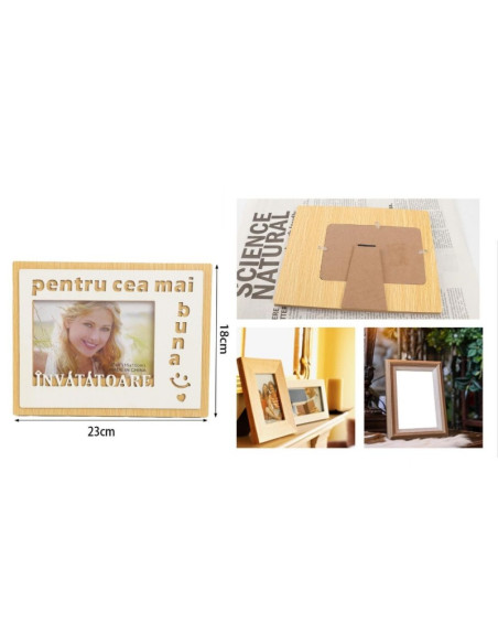 Rama foto, MDF, 10x15cm, No.R-22, mesaj "pentru cea mai buna Invatatoare"