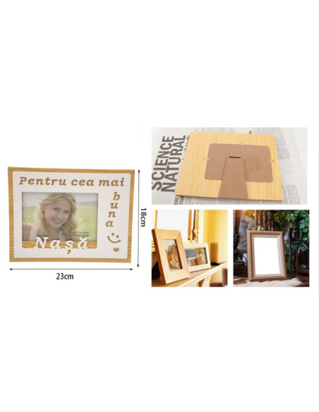 Rama foto, MDF, 10x15cm, No.R-11, mesaj "pentru cea mai buna Nasa"