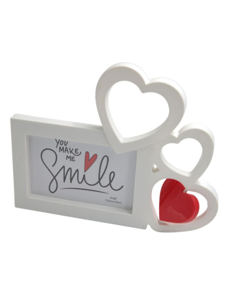 Rama foto, PVC, 10x15cm, No.P01, mesaj "You Make me Smile" cu 3 inimioare