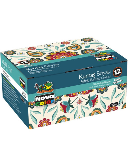 Culori tempera pentru textile Nova Color, 12 culori x 35ml, NC-192