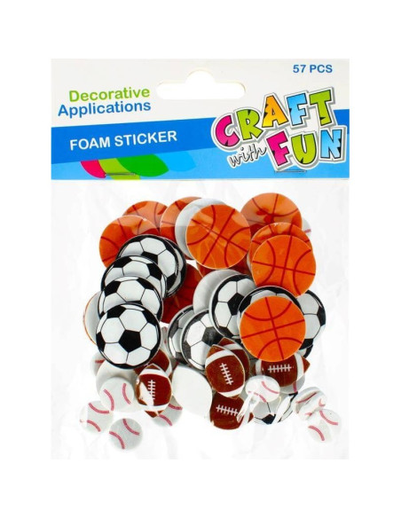 Abtibilduri - mingi diverse sporturi, set 57 buc, 12x16x1 cm, Craft with Fun, 480889