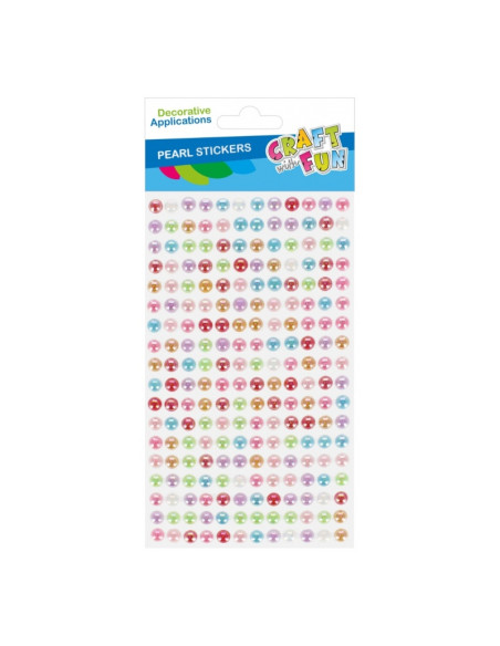 Accesorii creatie - stickere autoadezive - perle diverse culori, 6mm, set 216 buc, Craft with Fun 545876