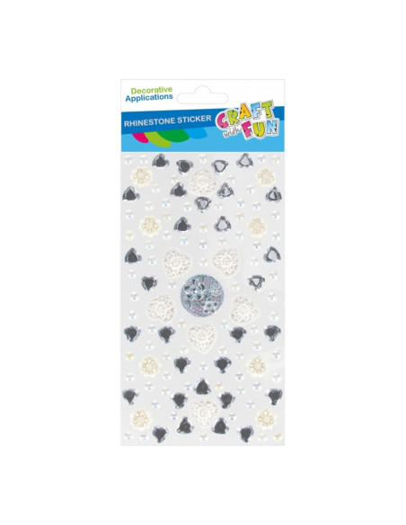 Accesorii creatie - stickere autoadezive - pietre, perle, inimioare, set 63 buc, Craft with Fun 531850