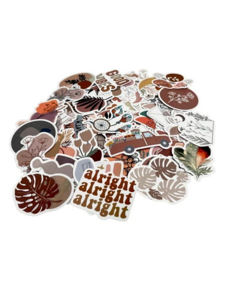 Accesorii creatie - stickere autoadezive - tema florala, mici, hartie, set 50 buc