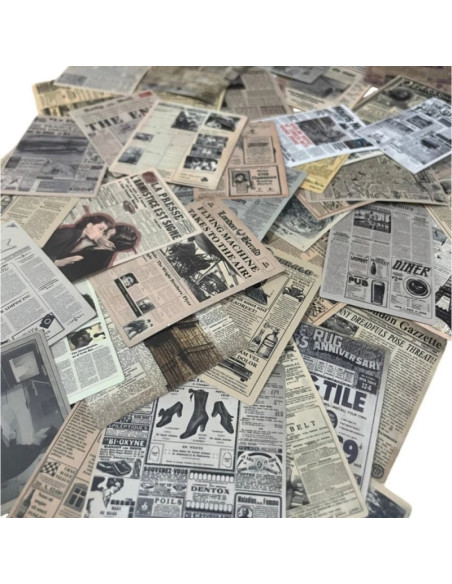 Accesorii creatie - stickere autoadezive - tema Ziar, 5x6cm, hartie, set 50-60 buc