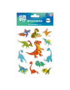 Abtibilduri - dinozauri, 15x20cm, set 12 buc, Sticker Boo, 537778, +4 ani