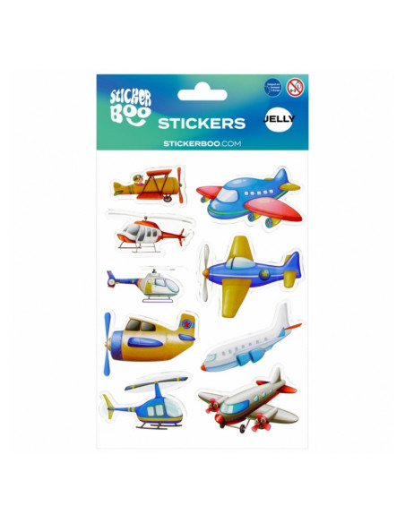 Abtibilduri - avioane, 15x20cm, set 9 buc, Sticker Boo, 537780, +4 ani