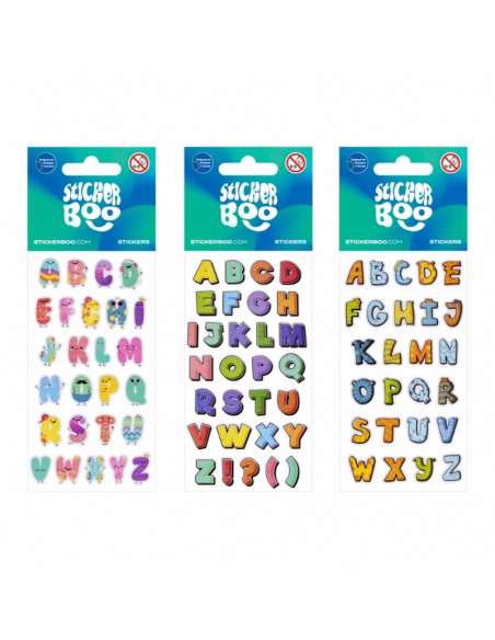 Abtibilduri - litere, set 26-27 buc, Sticker Boo, 541702, +4 ani