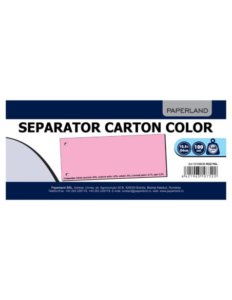 Separator carton PaperL, A7, culori pale, set 100 buc