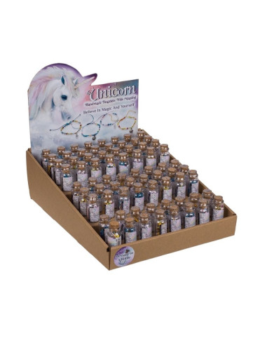 Bratara textila - unicorn, margele sticla, pandantiv metalic, borcan sticla, Out of the blue 76/0153 / 35781