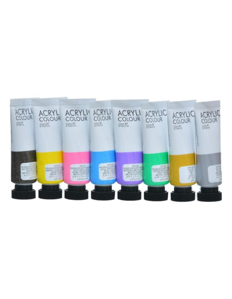 Culori acrilice Magi-Wap Art Rangers, 8 culori x 22ml, culori metalice, FEA0822T-M