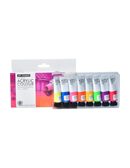 Culori acrilice Magi-Wap Art Rangers, 8 culori x 22ml, culori neon, FEA0822T-N