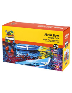 Culori acrilice Nova Color NC-2009, 24x17ml/borcan, PVC