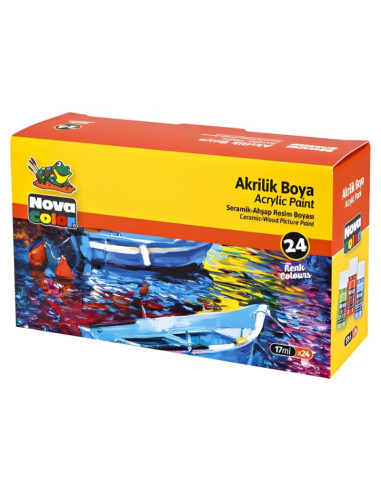 Culori acrilice Nova Color NC-2009, 24x17ml/borcan, PVC