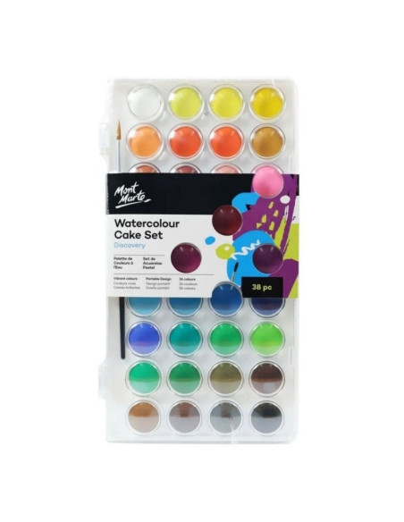 Acuarele Mont Marte PMHS0038, Watercolours, 36 culori + pensula, pastila 23.5mm