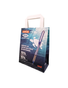 Punga cadou Colorarte 27877, B5, 18x22x8cm, 90g/mp, manere din hartie rasucita, personalizata UNI-BALL EYE OCEAN CARE