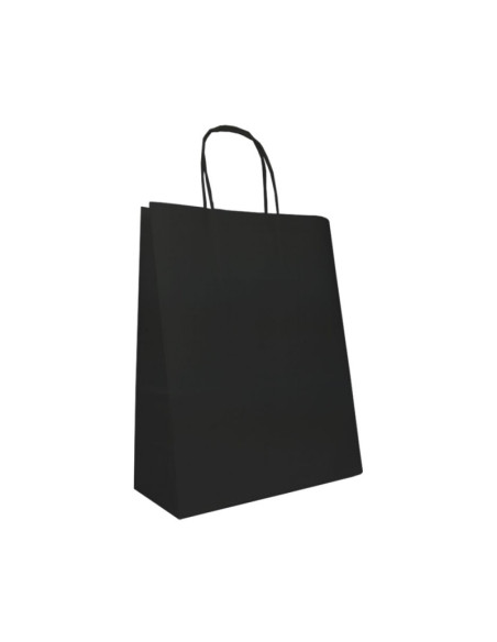 Punga hartie Colorarte 91776/91774, 45x48x17cm, 100g/mp, negru, manere rasucite