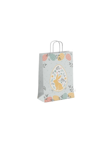 Punga cadou Colorarte 30653, B4, 26x35x12cm, 90g/mp, motive Paste, manere din hartie rasucita
