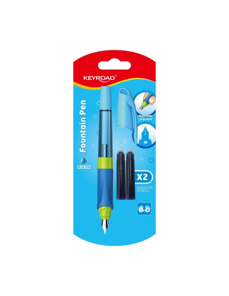 Stilou Keyroad Easy Writer KR971233, penita iridium, alimentare rezerve, grip ergonomic, diverse culori, blister (+2 rezerve)