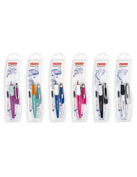 Stilou Herlitz My Pen 10999712, varf M, alimentare rezerve, corp plastic diverse culori, grip cauciucat