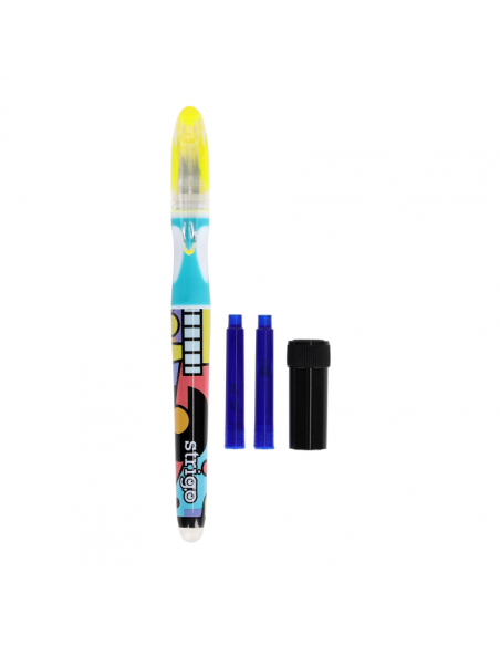 Stilou cerneala termosensibila Strigo Pop Art SSC471, 2 rezerve si dispozitv curatare penita