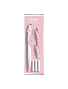 Stilou Herlitz My Pen 11360260, alimentare rezerve, corp plastic roz, pentru caligrafie cu 3 penite (0.9/1.4/1.9) + 3 rezerve