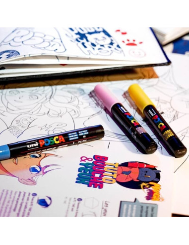 Marker UNI PC-5M Posca 1.8-2.5 mm set 8 culori MANGA HERO