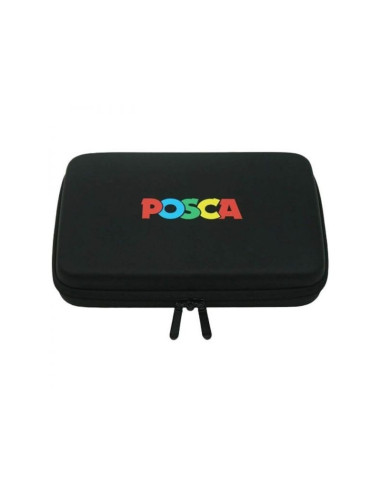 Mapa pvc dur UNIBALL Posca, echipata cu 24 markere, 26x18x6cm