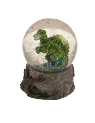 Glob din sticla dinozaur Out of the blue, 78/5883 / 36797, cu sclipici, 7x9cm