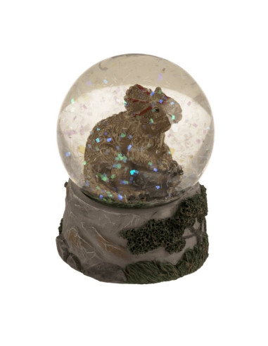 Glob din sticla dinozaur Out of the blue, 78/5883 / 36797, cu sclipici, 7x9cm