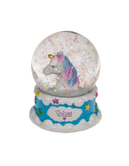 Glob din sticla unicorn Out of the blue, 190361, cu sclipici, 6x4.5cm