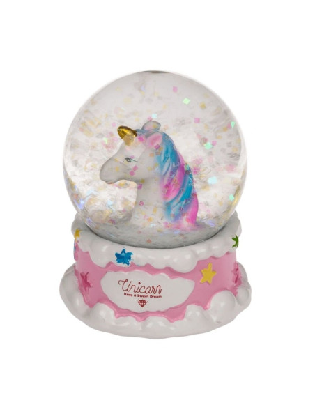Glob din sticla unicorn Out of the blue, 190361, cu sclipici, 6x4.5cm