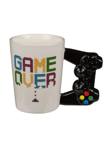 Cana ceramica, maner forma controler, Game OveR, 11x9cm, 350 ml, Out of the blue 78/8273 / 36546