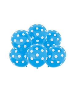 Baloane aniversare, 30cm, cu buline, o singura culoare pe set, diverse culori, COD35, set 100 buc