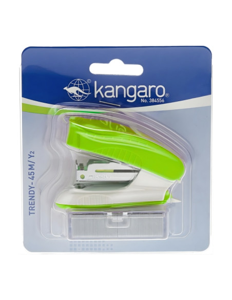 Capsator Kangaro TRENDY-45M/Y2, 24/6, 15 coli, verde, blister (+ capse 24/6)