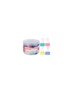 Clipsuri metalice Deli 8553 A, 32mm, diverse culori, cutie PVC 24 buc