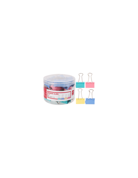 Clipsuri metalice Deli 8553 A, 32mm, diverse culori, cutie PVC 24 buc