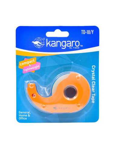 Dispenser birou Kangaro mini TD-18/Y, cu 1 banda adeziva transparenta inclusa, diverse culori