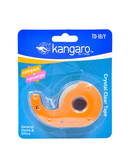 Dispenser birou Kangaro mini TD-18/Y, cu 1 banda adeziva transparenta inclusa, diverse culori