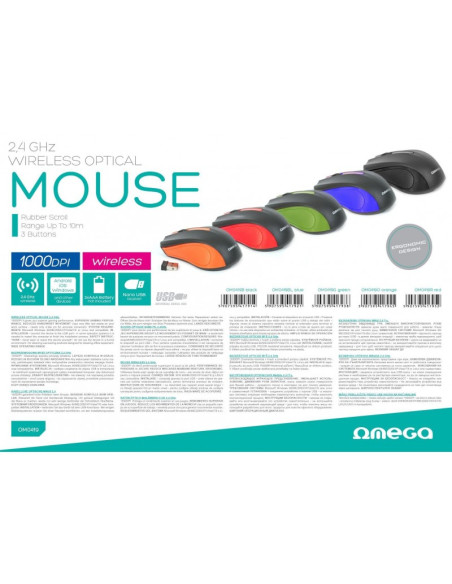 Mouse wireless Omega Ergonomic OM0419B, 1000 dpi, conector USB 2.4GHz, negru