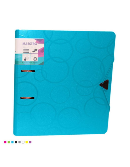 Biblioraft plastifiat ARK 386455 MAESTRO, A4, portret, 7.5cm, buzunar eticheta, inele metalice, prindere cu elastic