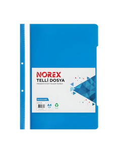 Dosar cu sina Norex UL50T-130, plastic, albastru deschis, multiperforatii pentru arhivare, colturi rotunjite