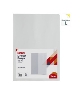 Folie de protectie Noki 4810-90, A4, portret, 70 microni, deschidere in L, plastic, transparent, set 100 buc