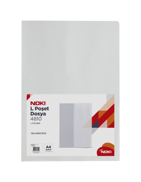 Folie de protectie Noki 4810-90, A4, portret, 70 microni, deschidere in L, plastic, transparent, set 100 buc