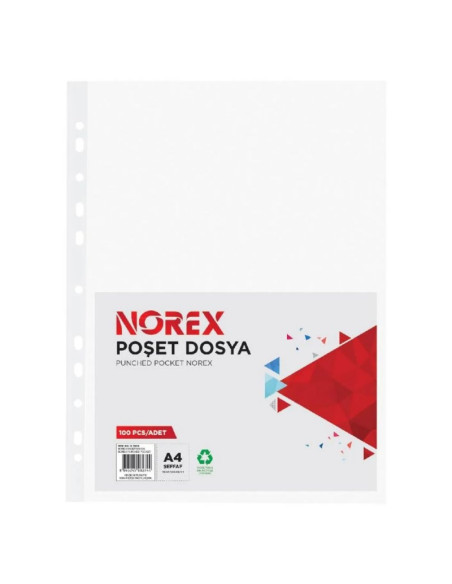 Folie de protectie NOREX UL100X, A4, portret, 30 microni, plastic, transparent, set 100 buc