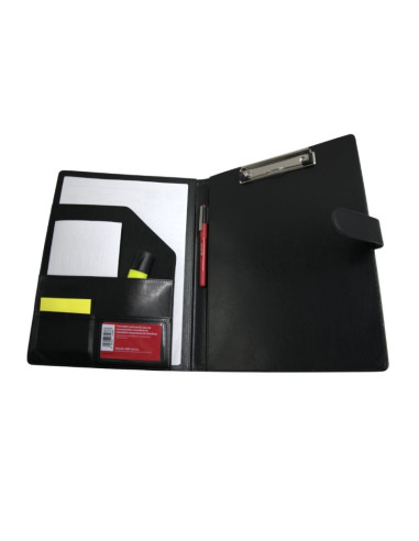 Mapa conferinta CNX 809, A4, imitatie piele, negru, cu clipboard si inchidere magnetica