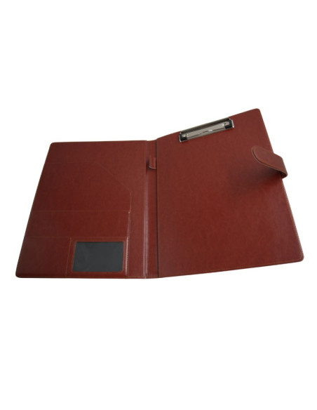 Mapa conferinta CNX 809, A4, imitatie piele, maro, cu clipboard si inchidere magnetica